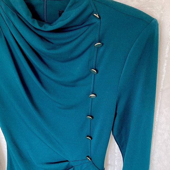 Marciano by GUESS Long Sleeve Bodycon Short Dark Turquoise Evening Dress - Picture 4 of 7